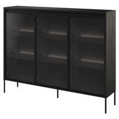 Witryna 150x34x118 cm 3w Trend z półkami czarna do przedpokoju lub salonu - Miniaturka zdjęcia nr 1