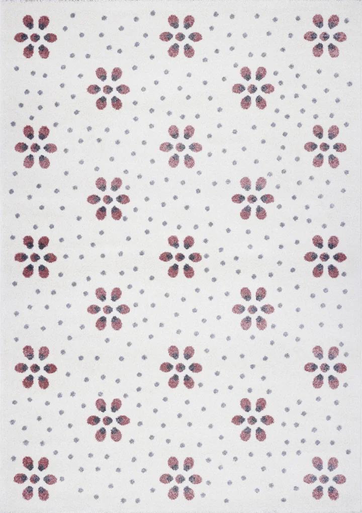 Dywan dziecięcy Flowers Dots 120x170 cm do pokoju dziecięcego biały w kwiatki nr. 2