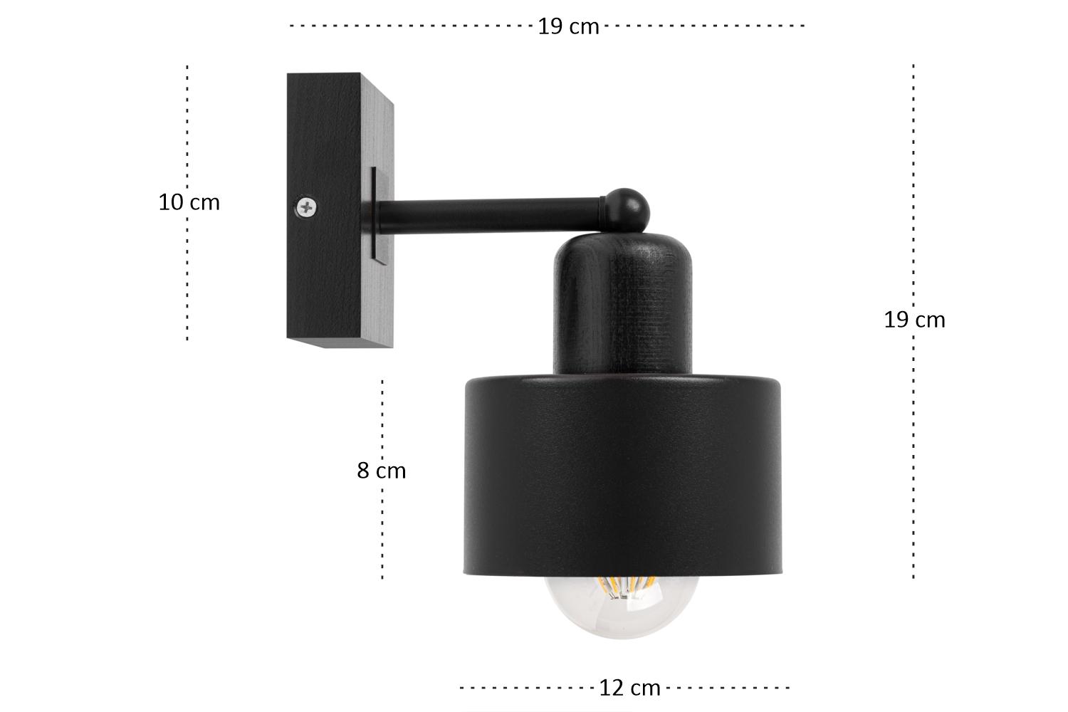 Kinkiet LED 12 x 18 x 18 cm jednopunktowy z litego drewna czarny do salonu nr. 3