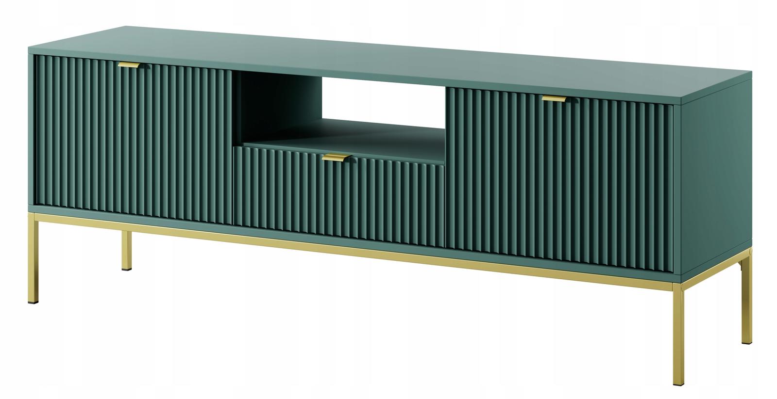 Szafka RTV 154x56x39 cm zielona na czarnych nóżkach system NOVA do salonu  nr. 7