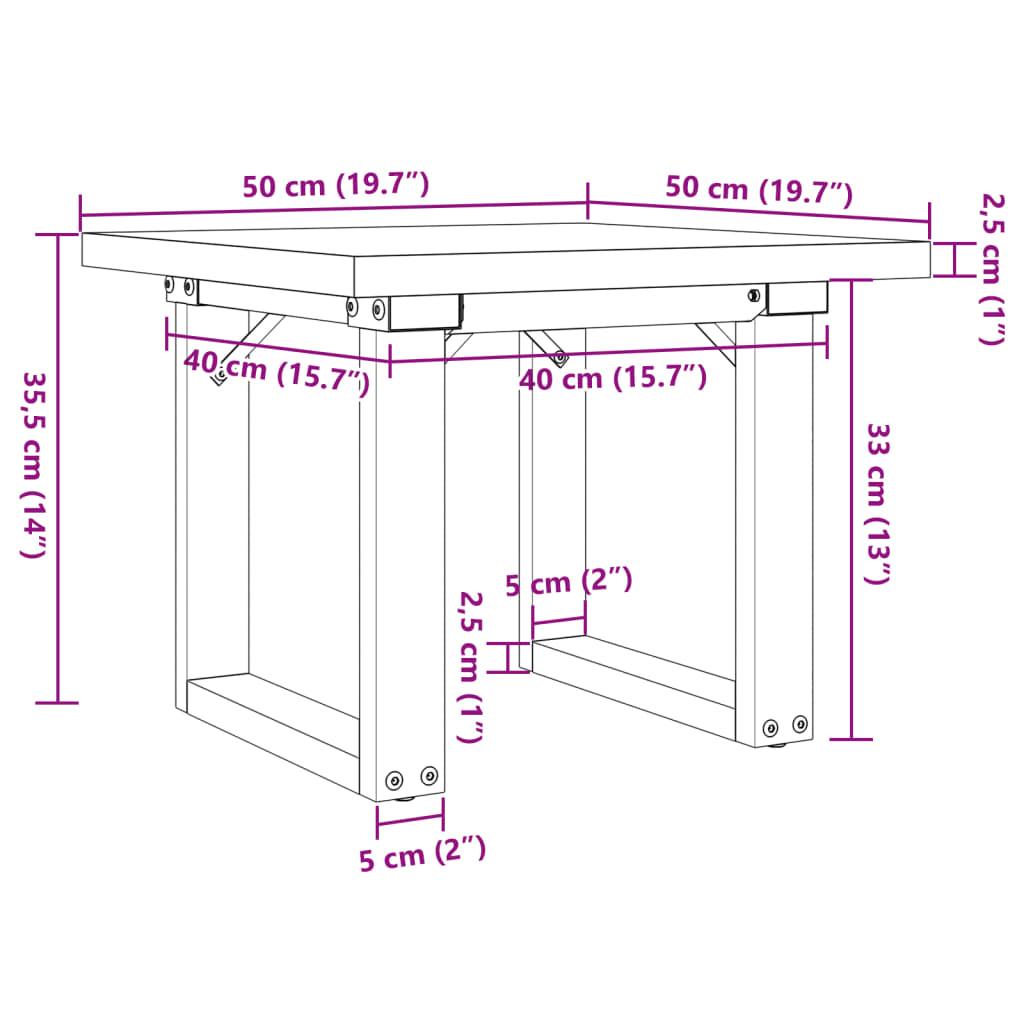 Stolik kawowy 50x50x35,5 cm z czworokątnymi nogami lite drewno sosnowe do salonu nr. 10