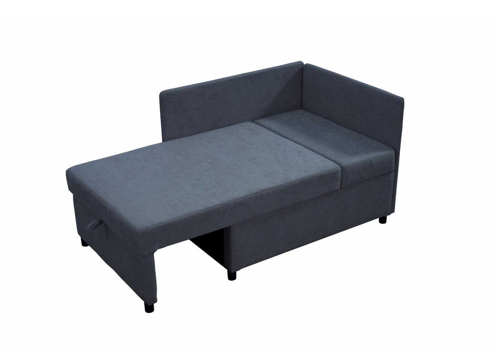 Sofa Viluś 106x75x80 cm grafitowy rozkładana sofa narożna jednoosobowa z funkcją spania i pojemnikiem na pościel nr. 3