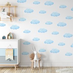 NAKLEJKA NA ŚCIANĘ DO POKOJU DZIECKA 120x60 NIEBIESKIE CHMURECZKI - Miniaturka zdjęcia nr 2