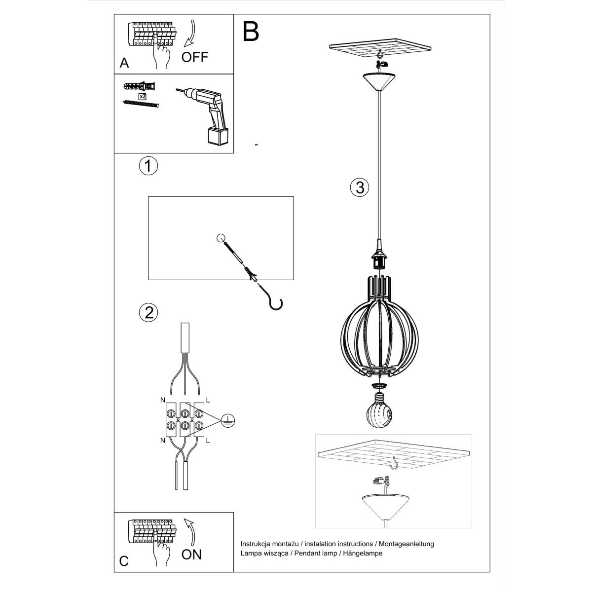 Lampa wisząca ARANCIA naturalne drewno 100x17x28cm nowoczesna E27 do salonu nr. 5