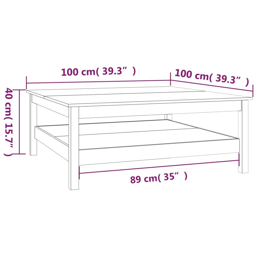 Stolik kawowy 100x100x40 cm z litego drewna sosnowego biały  do salonu nr. 7