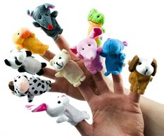 Pacynki palczatki pluszowe maskotki kukiełki na palce zwierzątka komplet 10sztuk 7x6x1 cm