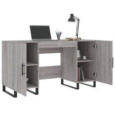 Biurko 140x50x75cm z szafkami szary dąb sonoma do biura lub gabinetu salonu czy pokoju - Miniaturka zdjęcia nr 4