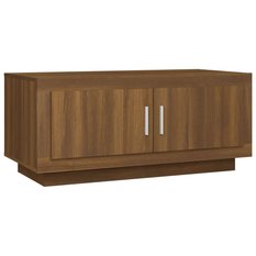 Stolik kawowy 102x50x45 cm z półką z drzwiczkami brązowy dąb do salonu - Miniaturka zdjęcia nr 4