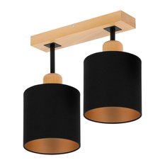 Lampa sufitowa 35x15x31 cm dwupunktowy spot z drewna gwint E27 czarna do salonu - Miniaturka zdjęcia nr 1