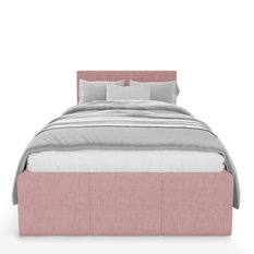 Łóżko Pojedyncze 90x200cm łóżko tapicerowane z pojemnikiem różowe do sypialni wezgłowie 110 cm - Miniaturka zdjęcia nr 6