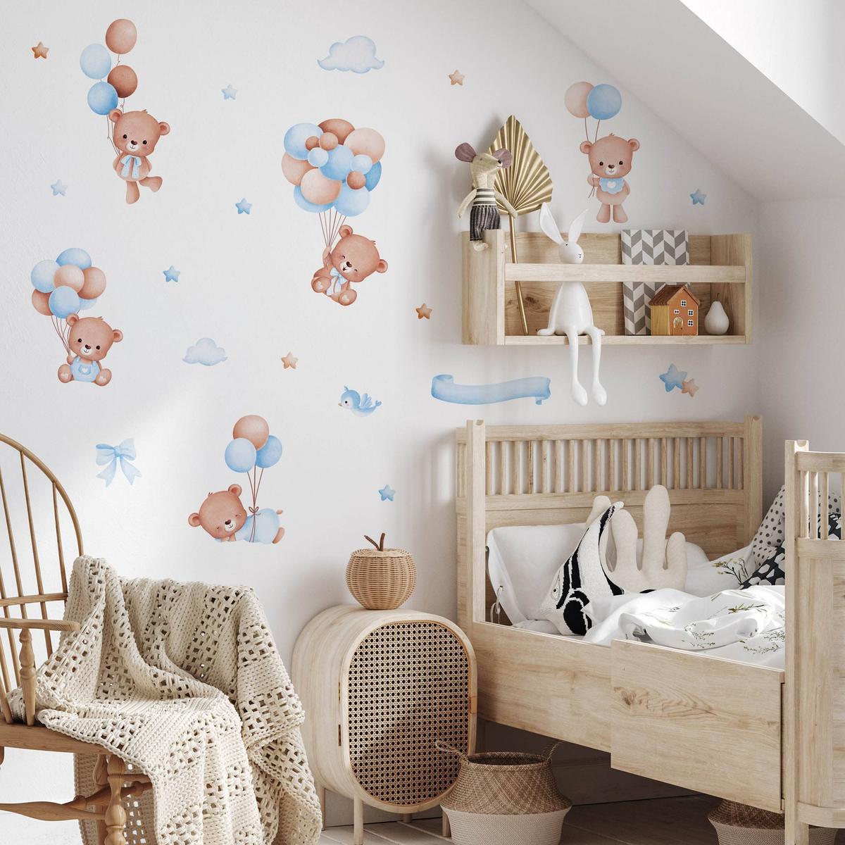 Naklejki Dla Dzieci Kolorowe Balony Misie 120x60 Gwiazdki ZESTAW nr. 5