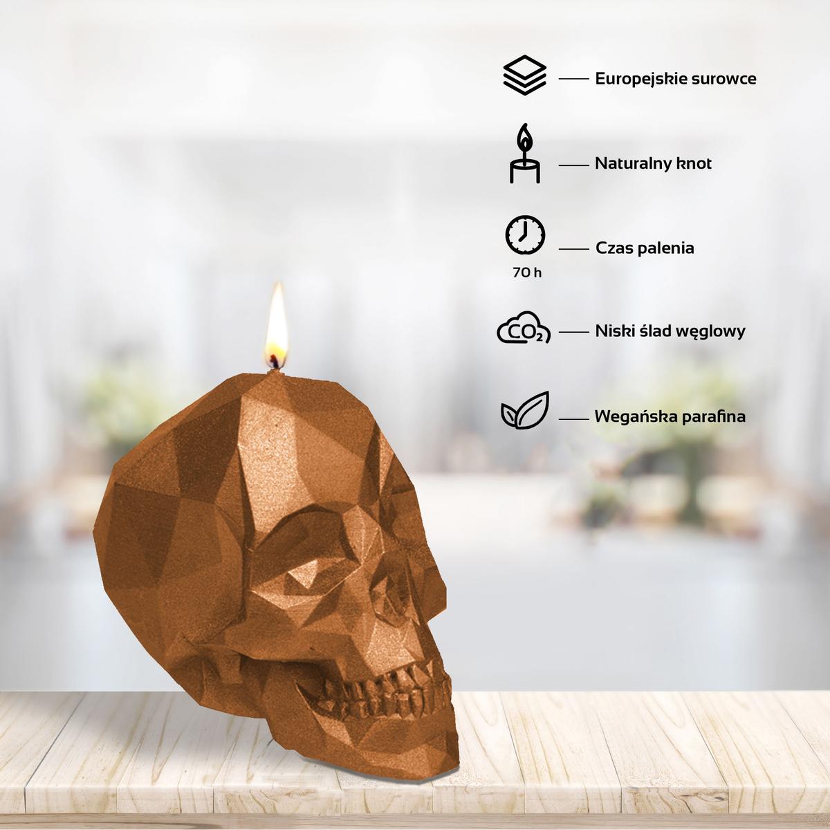 Świeca Skull Low-Poly Gold Big nr. 2