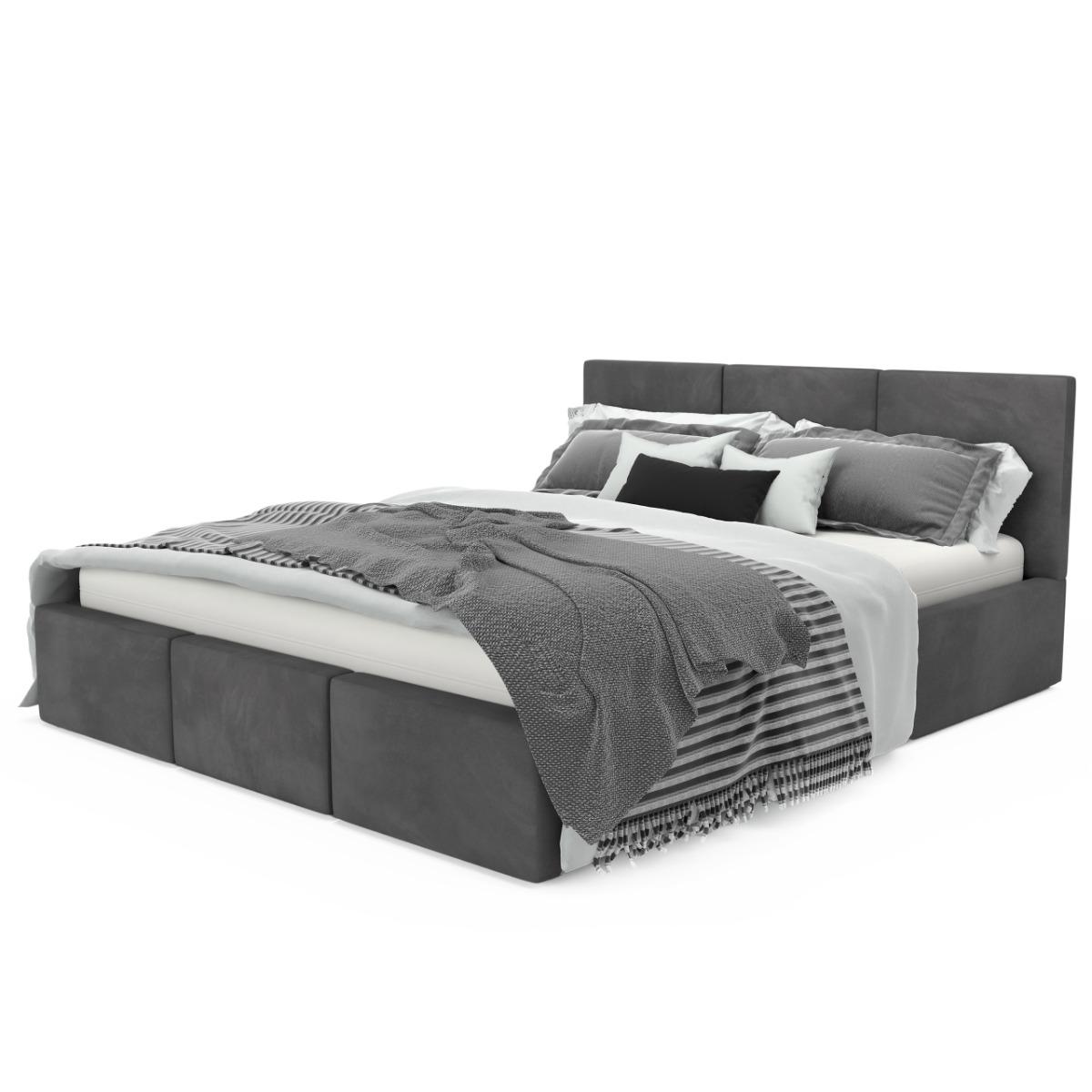 Łóżko tapicerowane 140x200x88 cm do sypialni otwierany schowek na pościel  grafitowy nr. 10