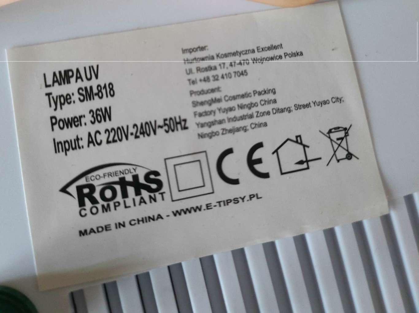 ROHS_Nowa Lampa UV do Paznokci/ Hybrydy/ Żel/ Akryl_36 W nr. 4
