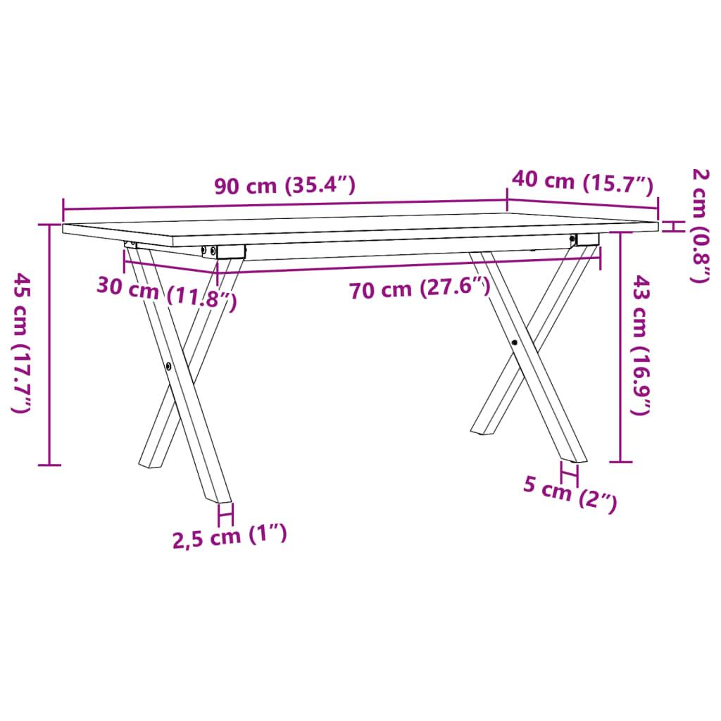 Stolik kawowy 90x40x45 cm nogi w kształcie litery X lite drewno do salonu nr. 10