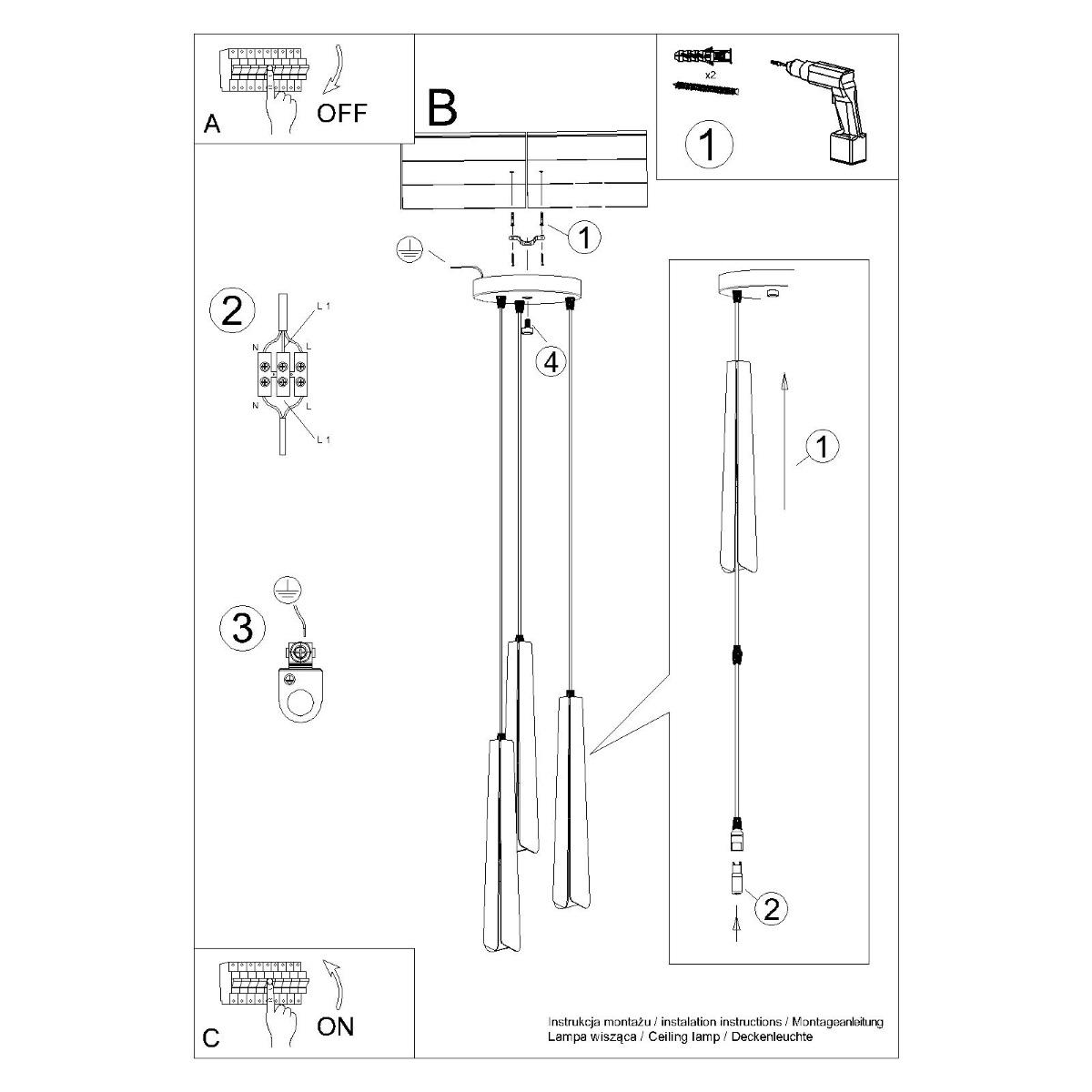 Lampa wisząca PRYSM 3P biała 120x19.5x19.5cm nowoczesna lampa G9 do salonu nr. 11