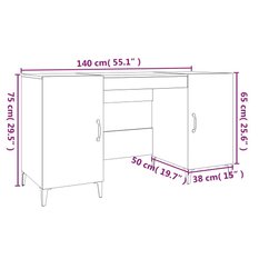 Biurko 100x50x75 cm z szafkami szary beton do biura lub pokoju czy gabinetu - Miniaturka zdjęcia nr 9