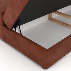 Łóżko kontynentalne 160x200x113 cm tapicerowane podwójne z materacem miodowe - Miniaturka zdjęcia nr 13