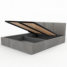 Łóżko tapicerowane do sypialni 180x200x100 cm podwójne z pojemnikiem modne szare - Miniaturka zdjęcia nr 13