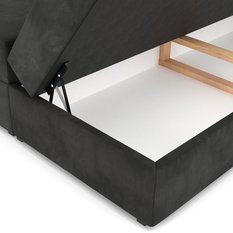 Łóżko kontynentalne 160x200x113 cm tapicerowane podwójne z materacem czarne - Miniaturka zdjęcia nr 13