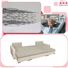 Narożnik Figo BIG 296x74x140 cm kształt U z funkcją spania i przechowywania do salonu Twist beżowy - Miniaturka zdjęcia nr 5