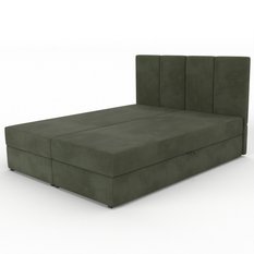 Łóżko kontynentalne 160x200x113 cm tapicerowane podwójne z materacem khaki - Miniaturka zdjęcia nr 10