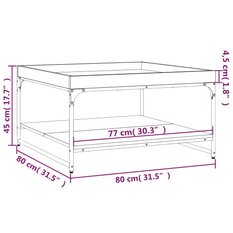 Stolik kawowy 80x80x45 cm z praktyczną dolną półką brązowy dąb do salonu - Miniaturka zdjęcia nr 9