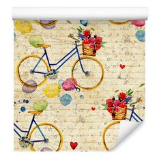 Tapeta młodzieżowa rowery serca kwiaty baloniki 