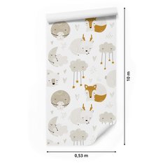 Tapeta Dziecięca Słodkie LISKI Chmurki Księżyce  - Miniaturka zdjęcia nr 2
