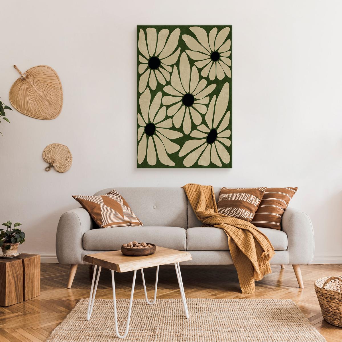 Obraz Do Salonu Beżowe Kwiaty Abstrakcja Natura Styl Boho 80x120cm nr. 3