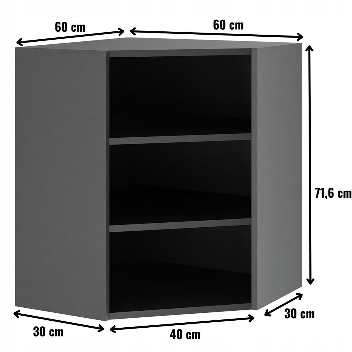 Korpus szafka kuchenna górna narożna 60x72x60 cm z akcesoriami czarny  nr. 2
