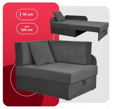 Sofa rozkładana DENIS 80x180 cm szara z pojemnikiem na pościel narożnik tapczan kanapa dla dziecka - Miniaturka zdjęcia nr 2