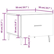Stolik kawowy 50x50x40 cm kwadratowy z praktyczną szufladą brązowy dąb do salonu - Miniaturka zdjęcia nr 12