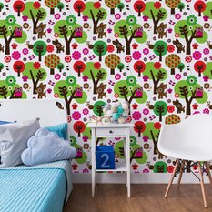 Tapeta Dla Dzieci Leśne ZWIERZĄTKA Drzewa Kwiaty 53x1000  - Miniaturka zdjęcia nr 5