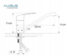 Bateria kuchenna Alveus Milena 40 mm stojąca chrom kran do kuchni - Miniaturka zdjęcia nr 2