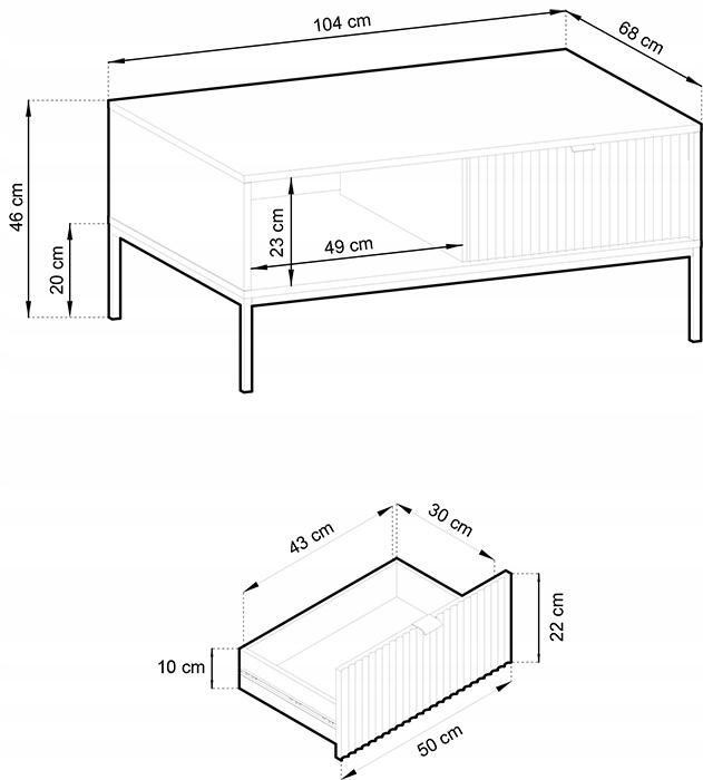 Ława L104 system NOVA Szary, stelaż złoty i czarny nr. 10