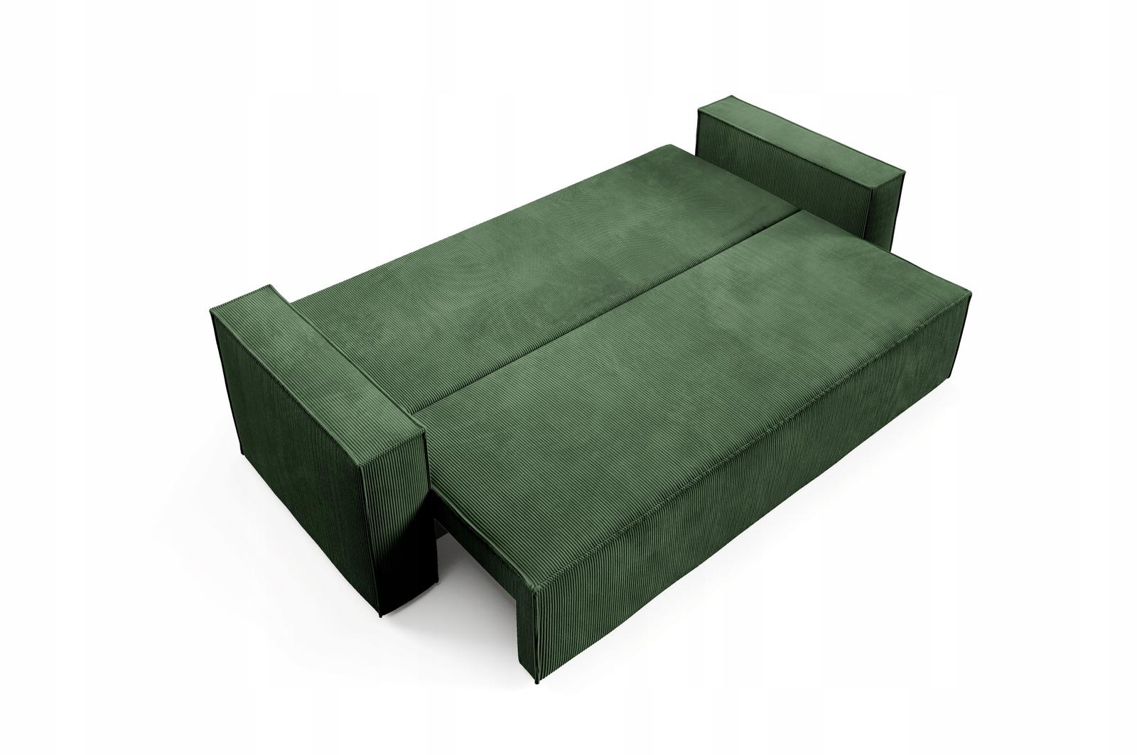 Kanapa 248x96x93 cm sofa z funkcją spania automat i pojemnik sztruks zielona do salonu nr. 7