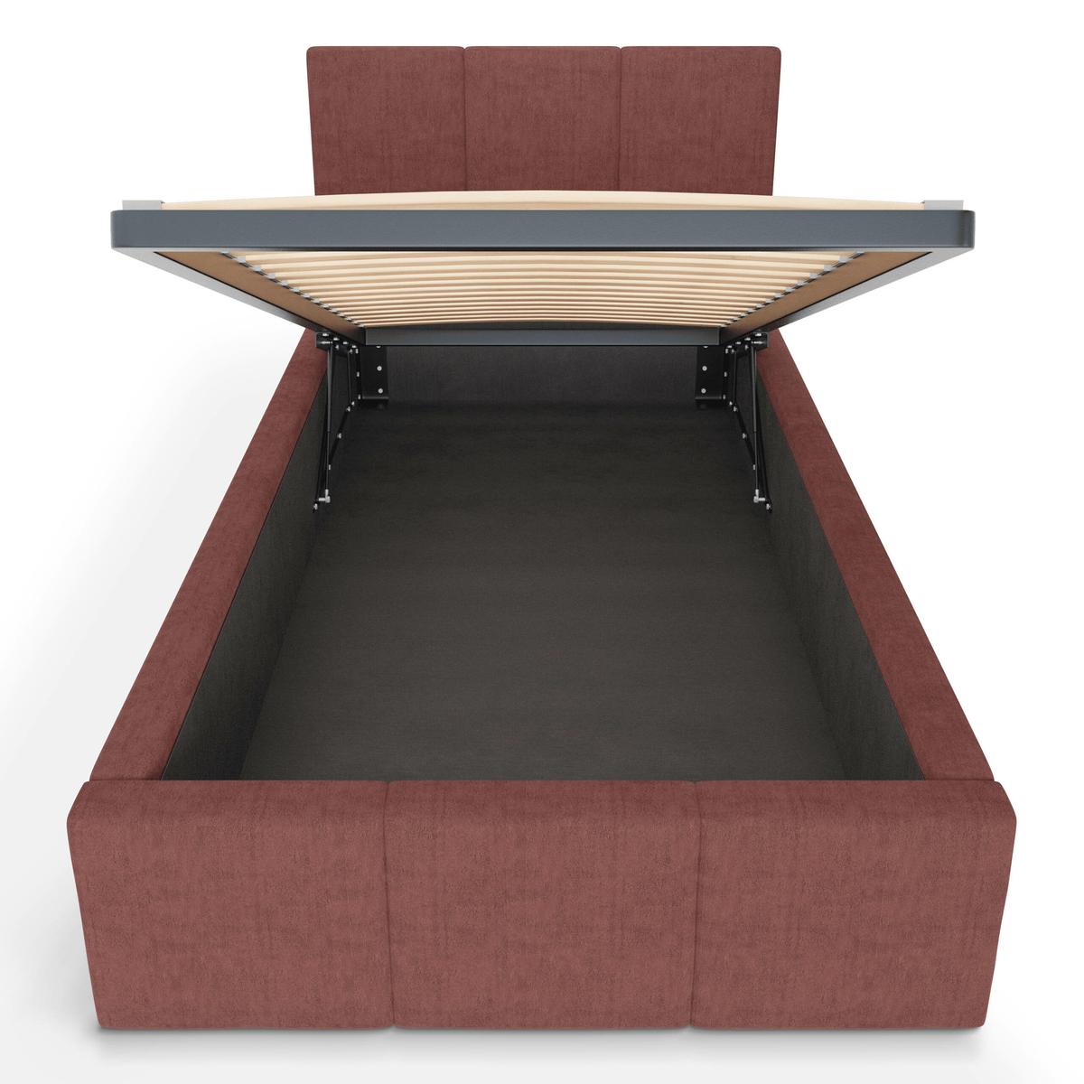 Łóżko Pojedyncze 90x200cm łóżko tapicerowane z pojemnikiem brudny róż do sypialni wezgłowie 100 cm nr. 9