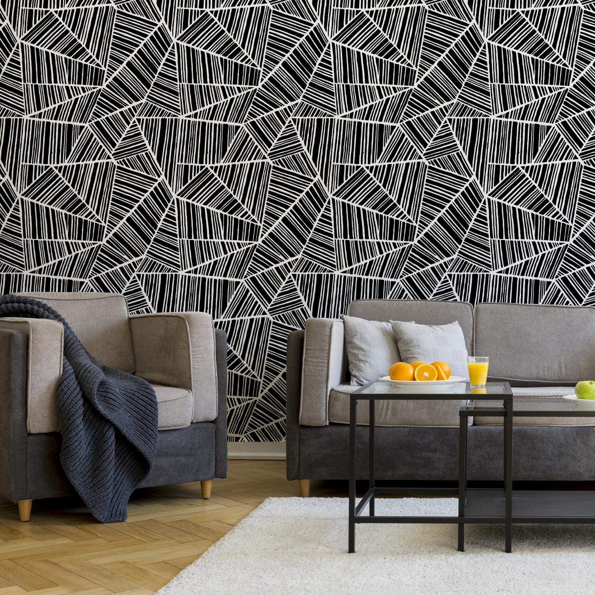 Tapeta W Rolce Czarno-Białe ABSTRAKCYJNE Wzory 3D 53x1000  nr. 5