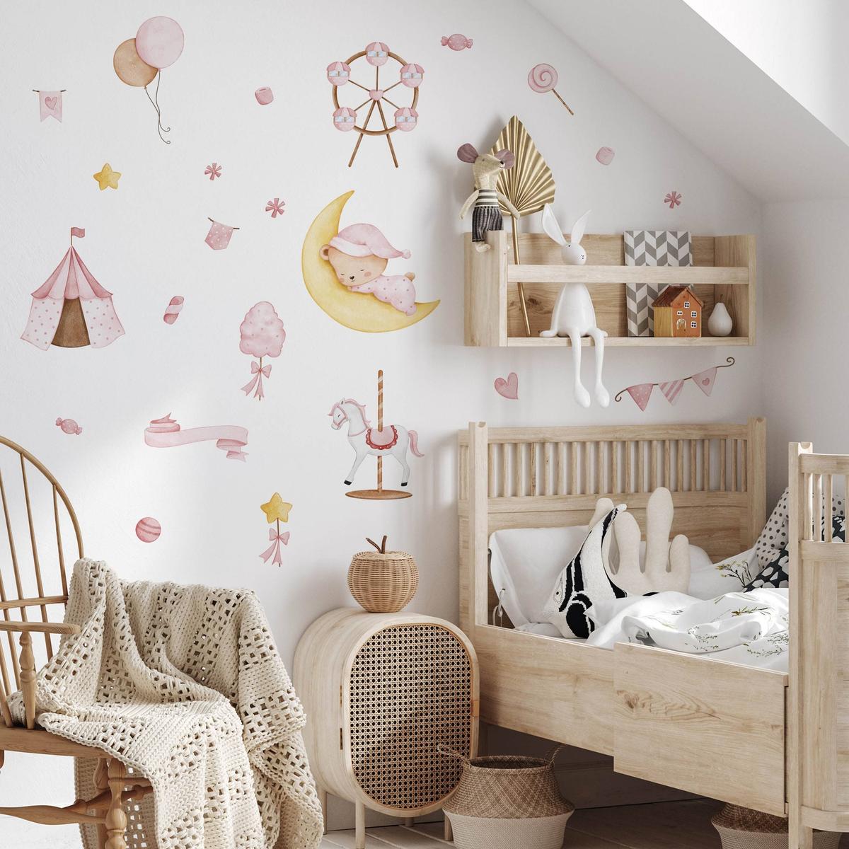 Naklejki Ścienne Dla Dzieci Misiu Słodycze 120x60 Balony ZESTAW nr. 5