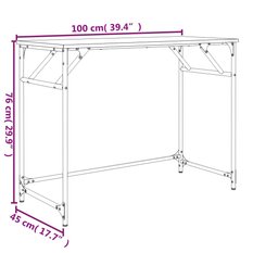 Biurko 100x45x76 cm ze stalowymi nogami industrialne szary dąb sonoma do biura lub gabinetu - Miniaturka zdjęcia nr 10