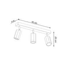 Plafon ZEKE 3 dąb 20x5x45cm nowoczesna lampa GU10 do salonu  - Miniaturka zdjęcia nr 4