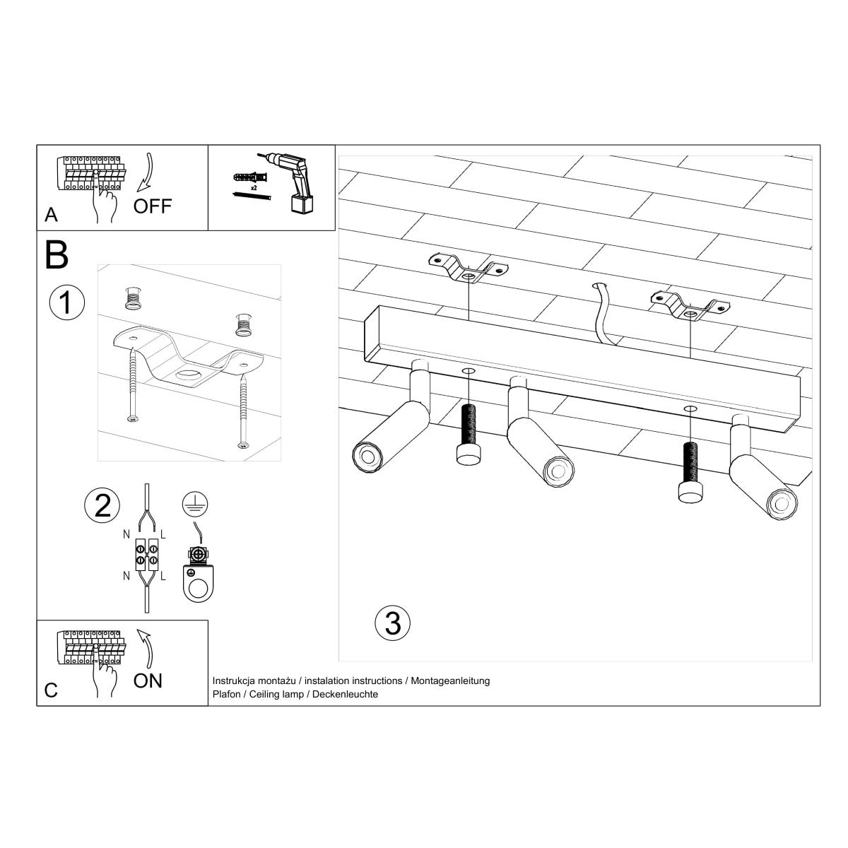 Plafon EYETECH 3 czarny 20x3x35cm nowoczesna lampa G9 do salonu nr. 5