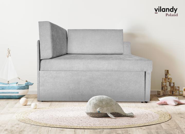 Narożnik Viluś 108x81x78 cm sofa jednoosobowa do pokoju salonu z funkcją spania i przechowywania dla dzieci szary
