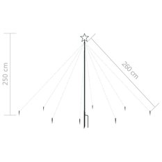 Choinka  2,5 m z lampek wewn/zewn 400 kolorowych diod LED świąteczna do ogrodu - Miniaturka zdjęcia nr 8