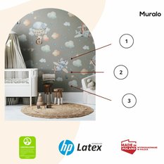 Naklejki Dla Dzieci Zwierzątka Misie Żyrafy 60x30 Balony Chmurki ZESTAW - Miniaturka zdjęcia nr 3