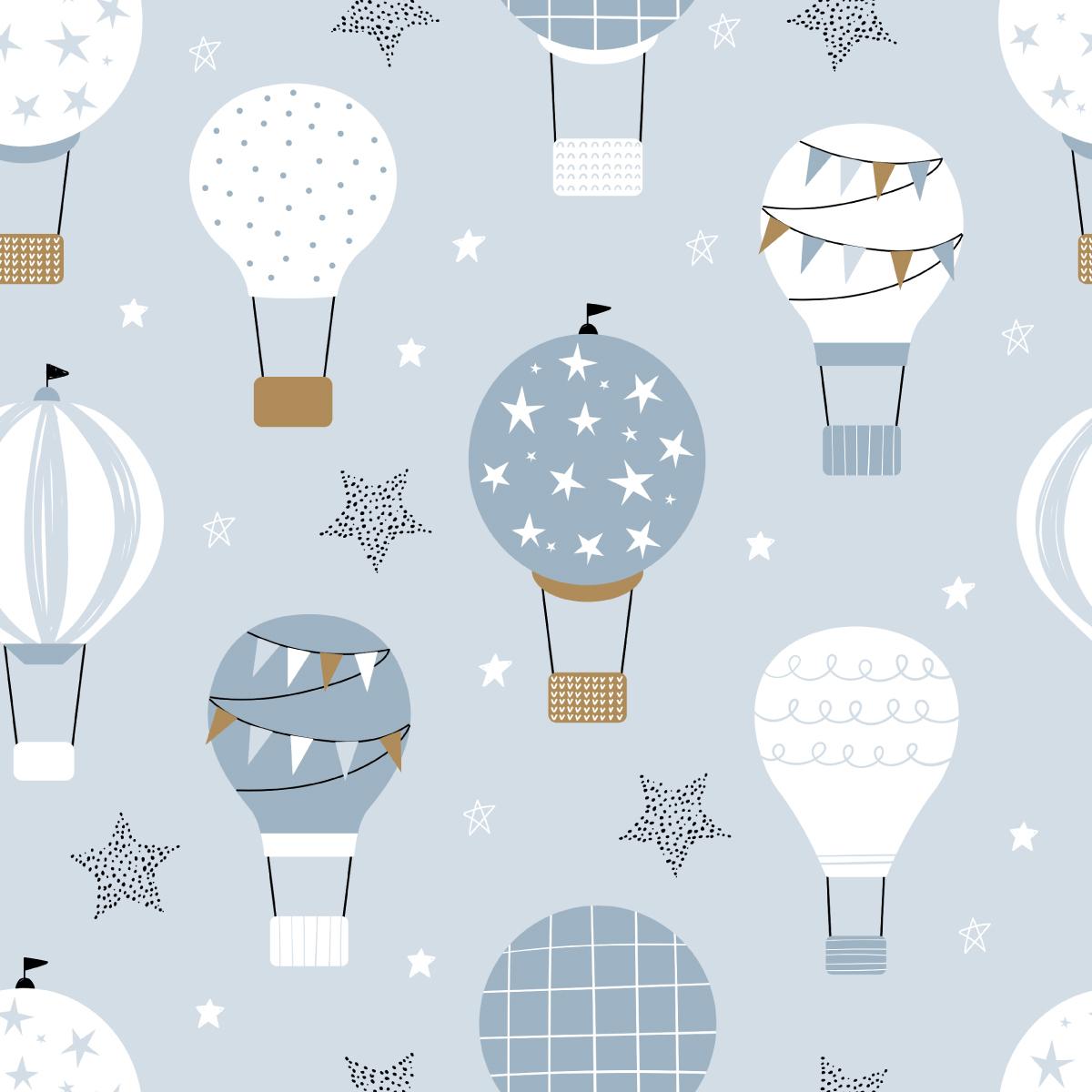 Tapeta Dziecięca Kolorowe BALONY Gwiazdki Niebo  nr. 6