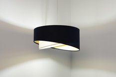 Lampa 45 cm do sypialni salonu wisząca asymetryczna granat-biało-złota - Miniaturka zdjęcia nr 5