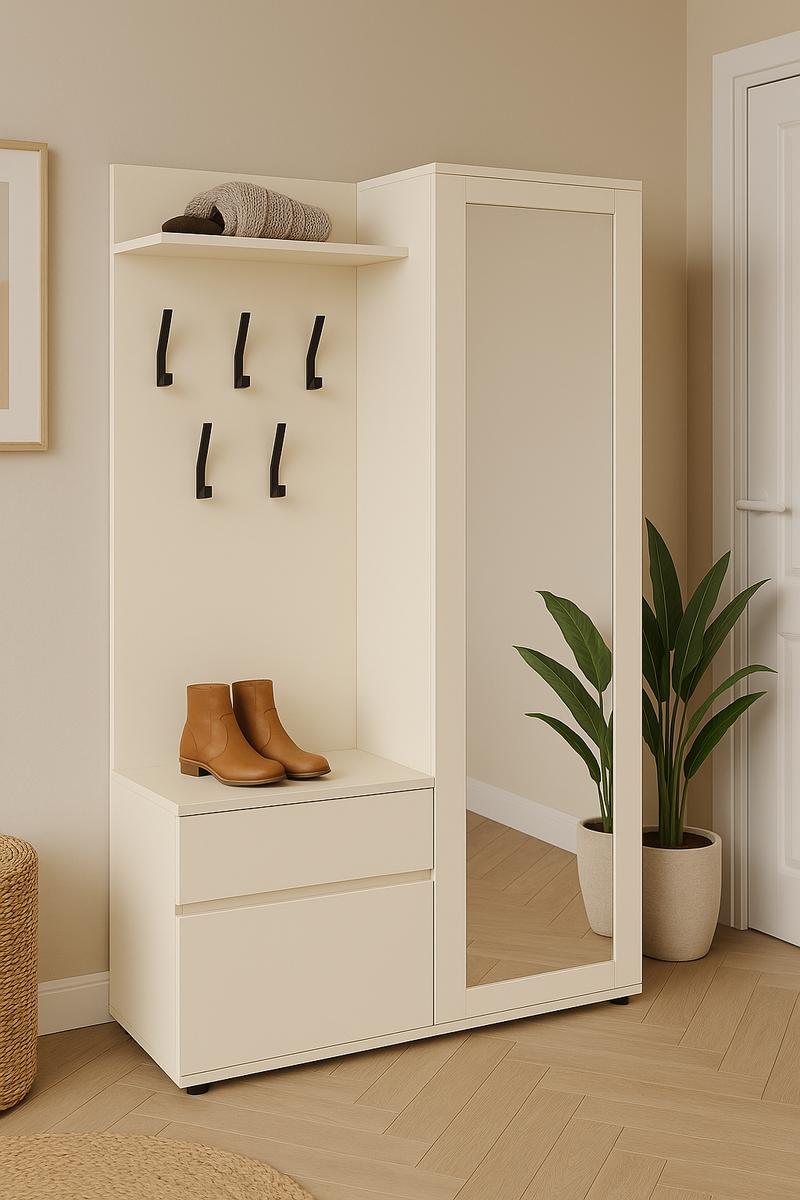 Garderoba do przedpokoju DUO 190x95x40 cm z lustrem wieszakami szafka na buty kaszmir nr. 2