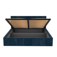 Łóżko tapicerowane 160x200 premium z pojemnikiem do sypialni granatowe wezgłowie 107 cm - Miniaturka zdjęcia nr 12